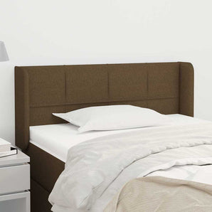 Tăblie de pat cu aripioare maro închis 103x16x78/88 cm textil