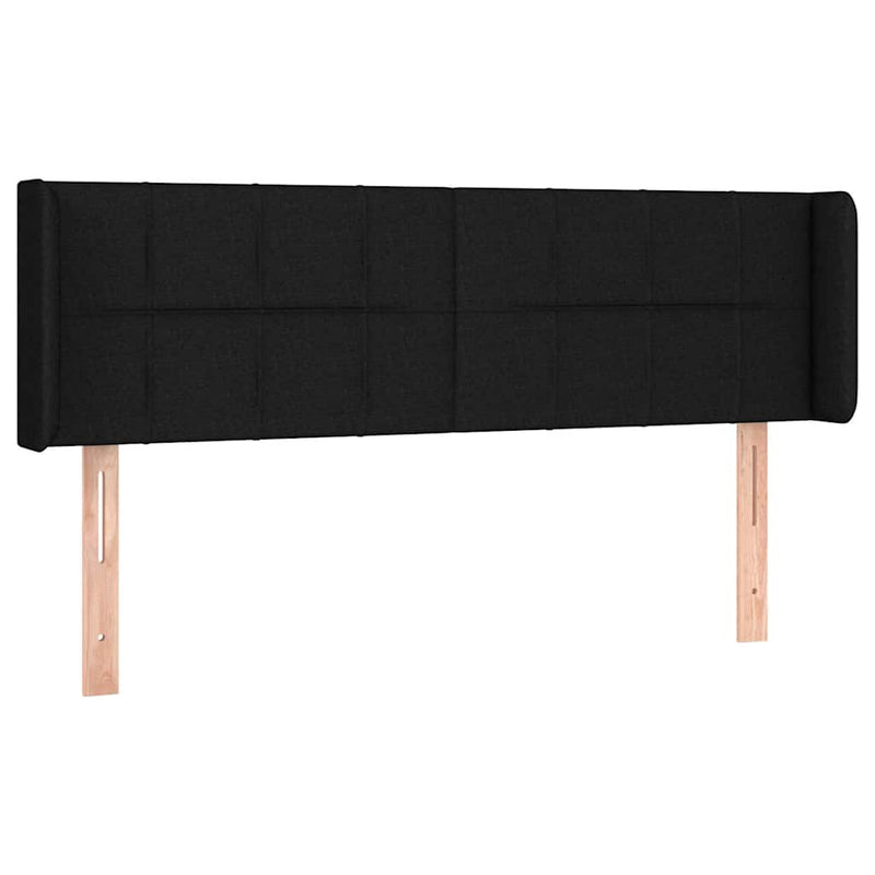 Tăblie de pat cu aripioare negru 147x16x78/88 cm textil
