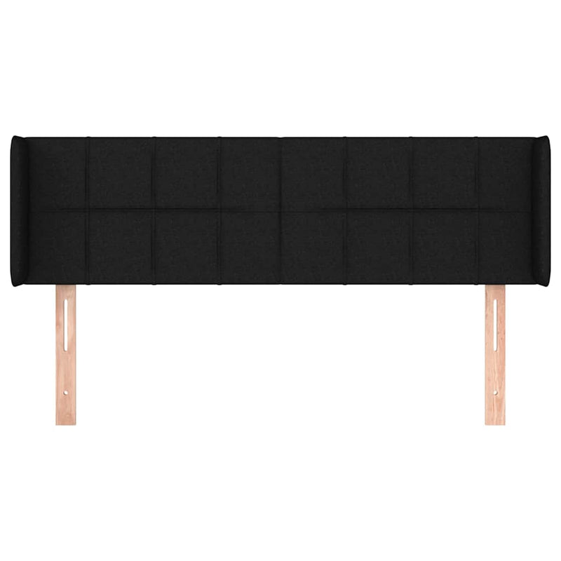 Tăblie de pat cu aripioare negru 147x16x78/88 cm textil