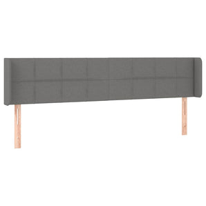 Tăblie de pat cu aripioare gri închis 183x16x78/88 cm textil