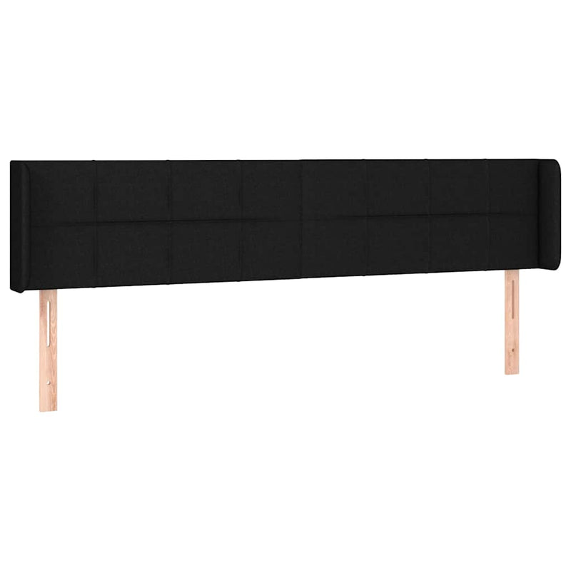 Tăblie de pat cu aripioare negru 183x16x78/88 cm textil