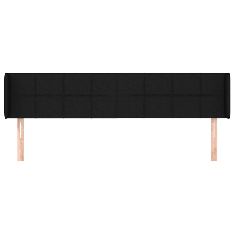 Tăblie de pat cu aripioare negru 183x16x78/88 cm textil
