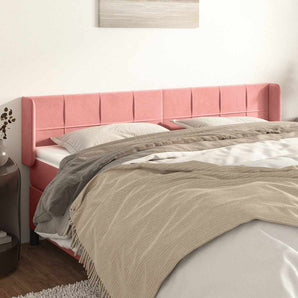 Tăblie de pat cu aripioare roz 203x16x78/88 cm catifea