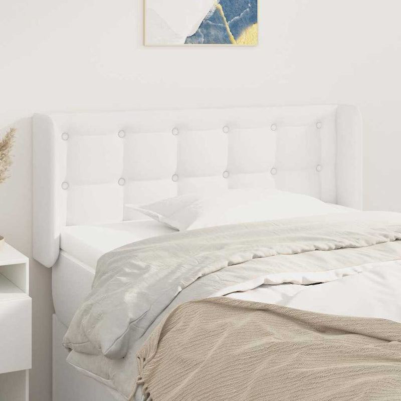Tăblie de pat cu aripioare alb 83x16x78/88 cm piele ecologică