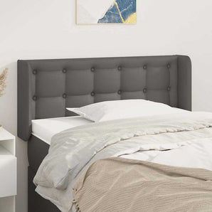Tăblie de pat cu aripioare gri 93x16x78/88 cm piele ecologică