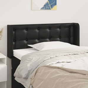 Tăblie de pat cu aripioare negru 103x16x78/88cm piele ecologică