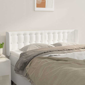 Tăblie de pat cu aripioare alb 147x16x78/88 cm piele ecologică