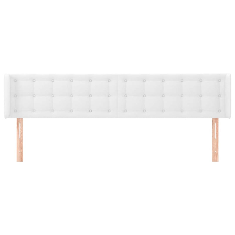Tăblie de pat cu aripioare alb 183x16x78/88 cm piele ecologică