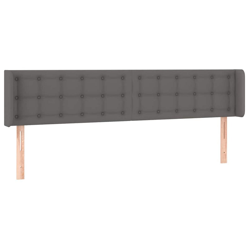 Tăblie de pat cu aripioare gri 203x16x78/88 cm piele ecologică