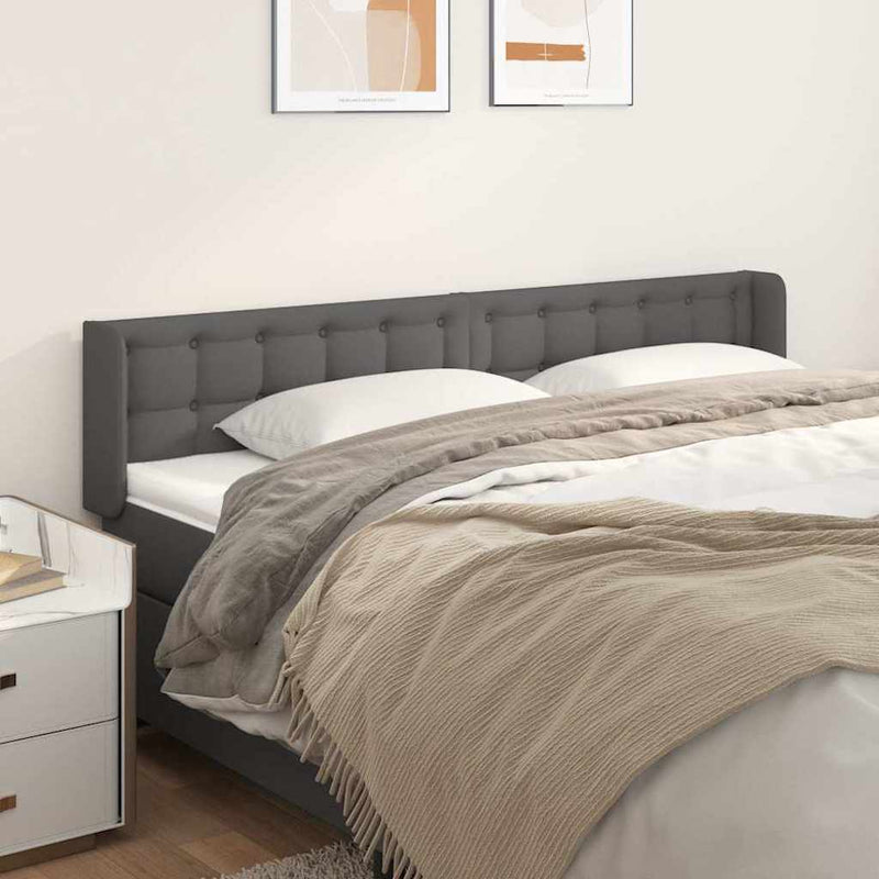 Tăblie de pat cu aripioare gri 203x16x78/88 cm piele ecologică