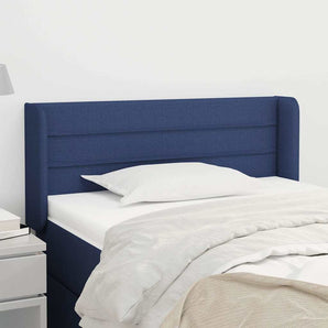 Tăblie de pat cu aripioare albastru 103x16x78/88 cm textil