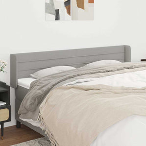 Tăblie de pat cu aripioare gri deschis 203x16x78/88 cm textil