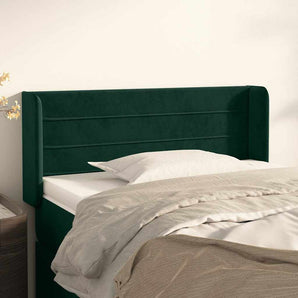 Tăblie de pat cu aripioare verde închis 103x16x78/88 cm catifea