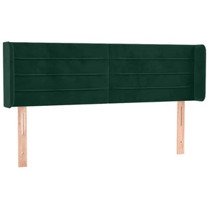 Tăblie de pat cu aripioare verde închis 147x16x78/88 cm catifea