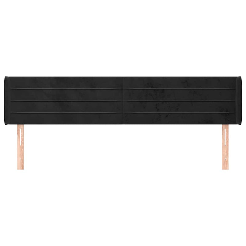 Tăblie de pat cu aripioare negru 203x16x78/88 cm catifea