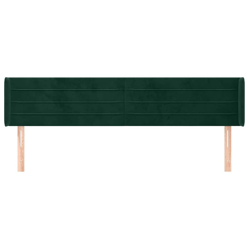 Tăblie de pat cu aripioare verde închis 203x16x78/88 cm catifea