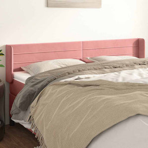 Tăblie de pat cu aripioare roz 203x16x78/88 cm catifea