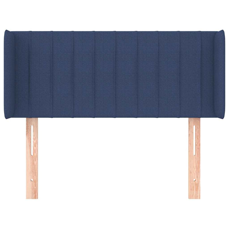 Tăblie de pat cu aripioare albastru 83x16x78/88 cm textil