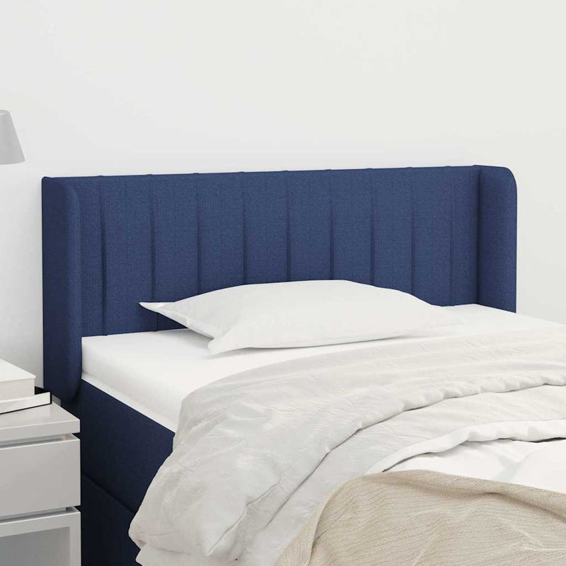 Tăblie de pat cu aripioare albastru 83x16x78/88 cm textil