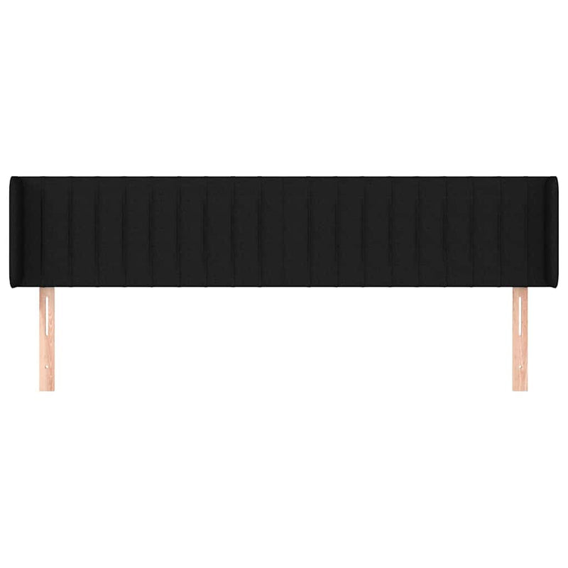 Tăblie de pat cu aripioare negru 163x16x78/88 cm textil