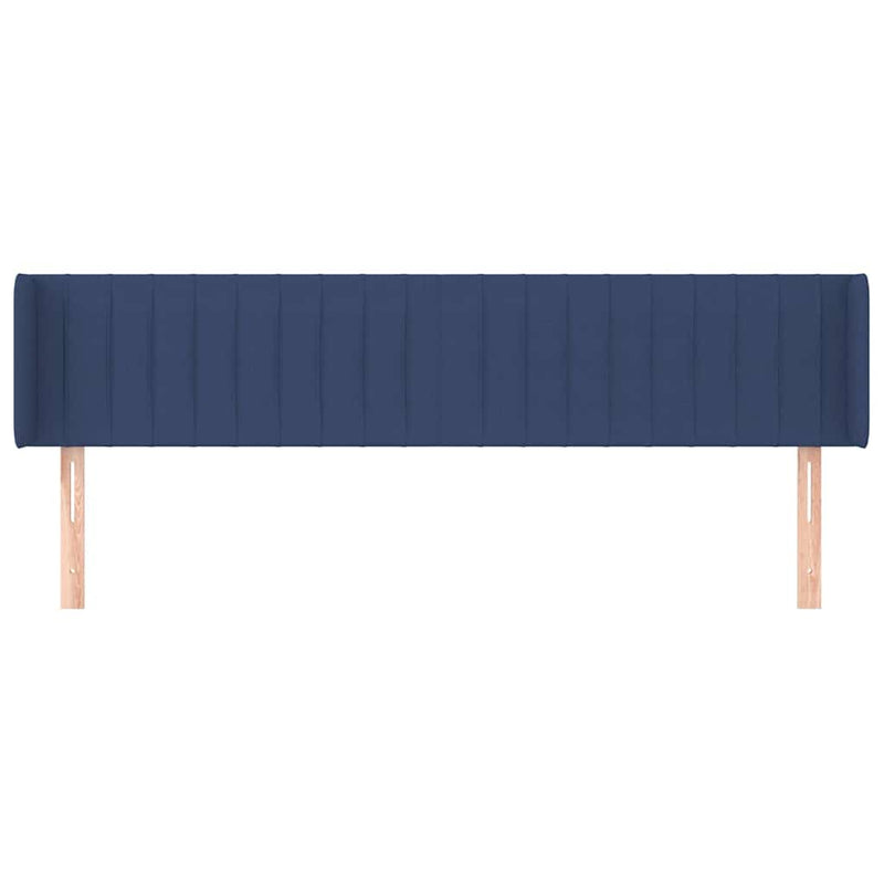 Tăblie de pat cu aripioare, albastru, 203x16x78/88 cm textil