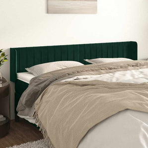 Tăblie de pat cu aripioare verde închis 163x16x78/88 cm catifea