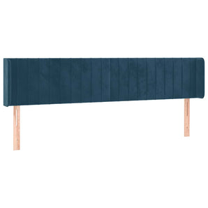 Tăblie pat cu aripioare albastru închis 183x16x78/88 cm catifea
