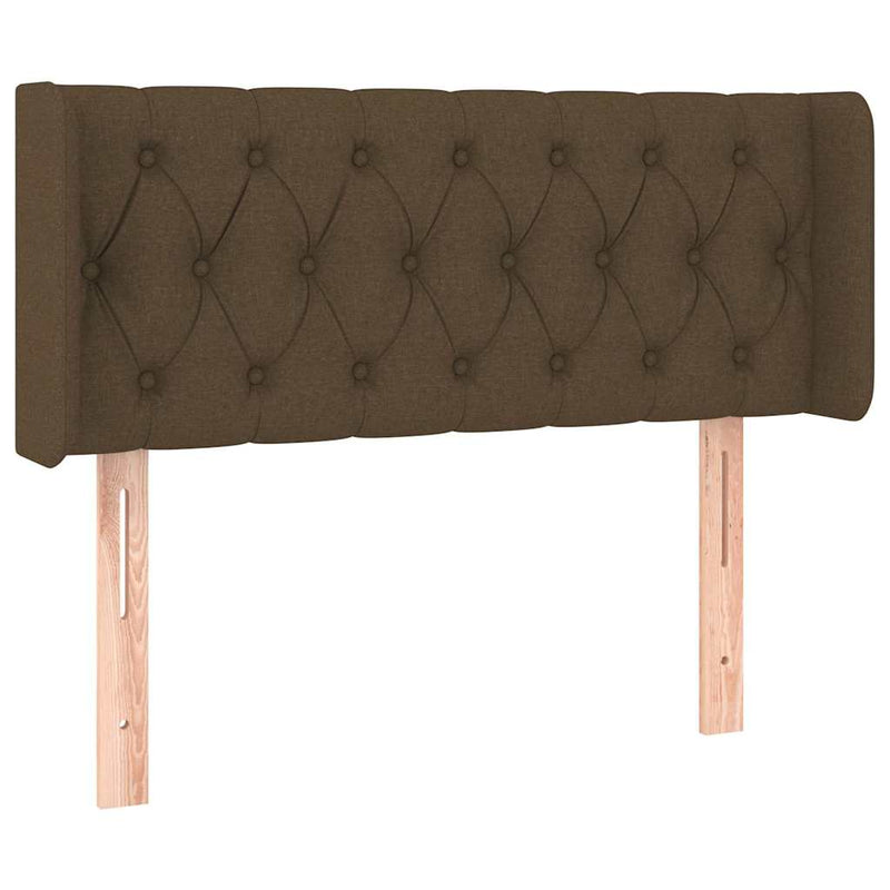 Tăblie de pat cu aripioare maro închis 93x16x78/88 cm textil
