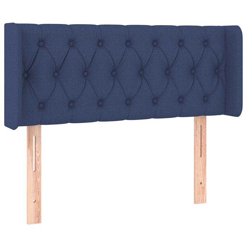 Tăblie de pat cu aripioare albastru 93x16x78/88 cm textil