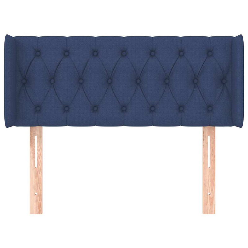 Tăblie de pat cu aripioare albastru 93x16x78/88 cm textil