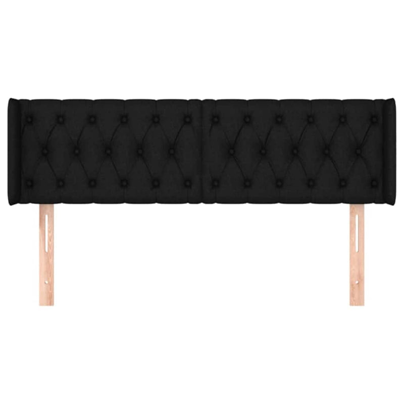 Tăblie de pat cu aripioare negru 147x16x78/88 cm textil