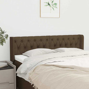 Tăblie de pat cu aripioare maro închis 163x16x78/88 cm textil