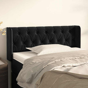 Tăblie de pat cu aripioare negru 103x16x78/88 cm catifea