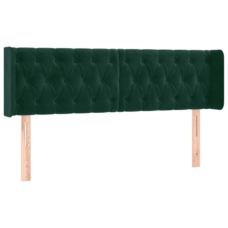 Tăblie de pat cu aripioare verde închis 147x16x78/88 cm catifea
