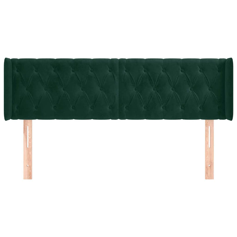 Tăblie de pat cu aripioare verde închis 147x16x78/88 cm catifea