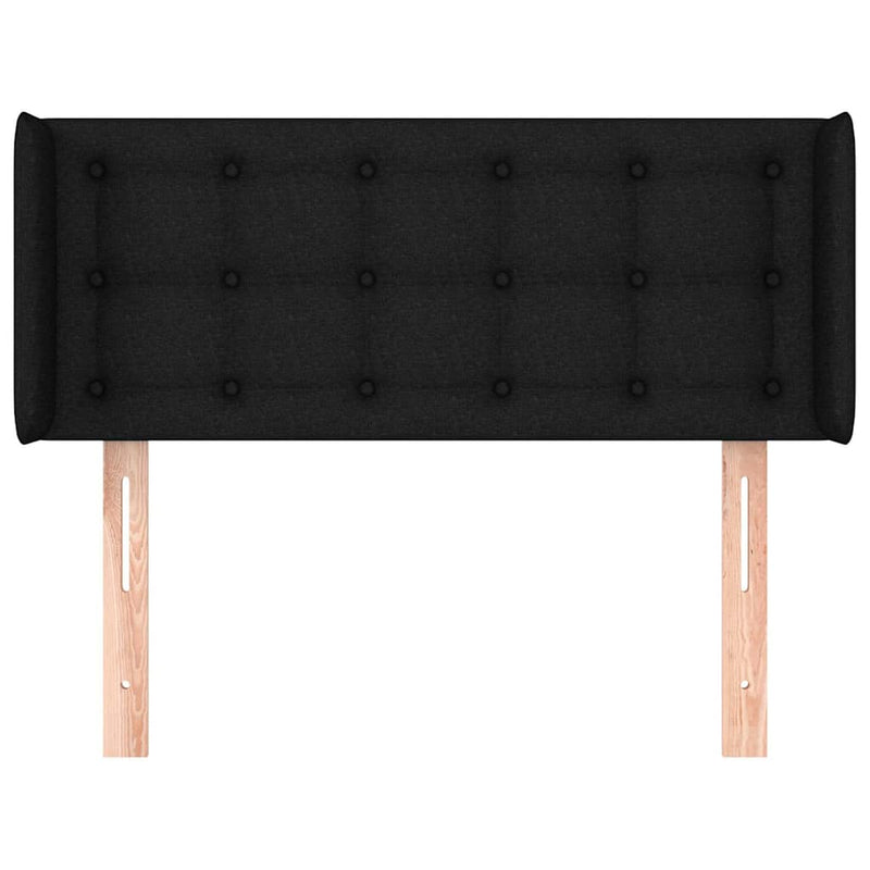 Tăblie de pat cu aripioare negru 93x16x78/88 cm textil