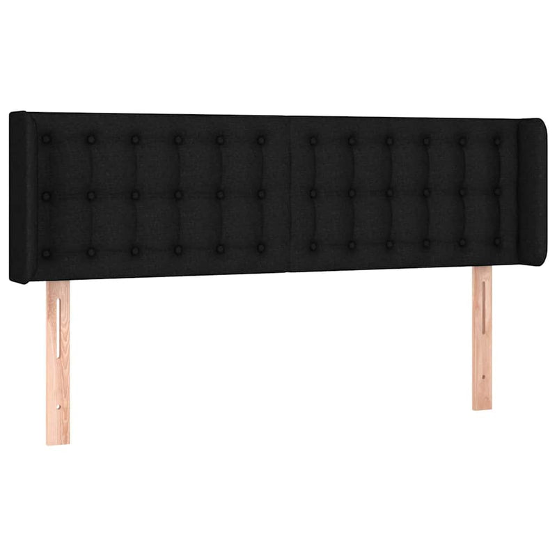 Tăblie de pat cu aripioare negru 147x16x78/88 cm textil