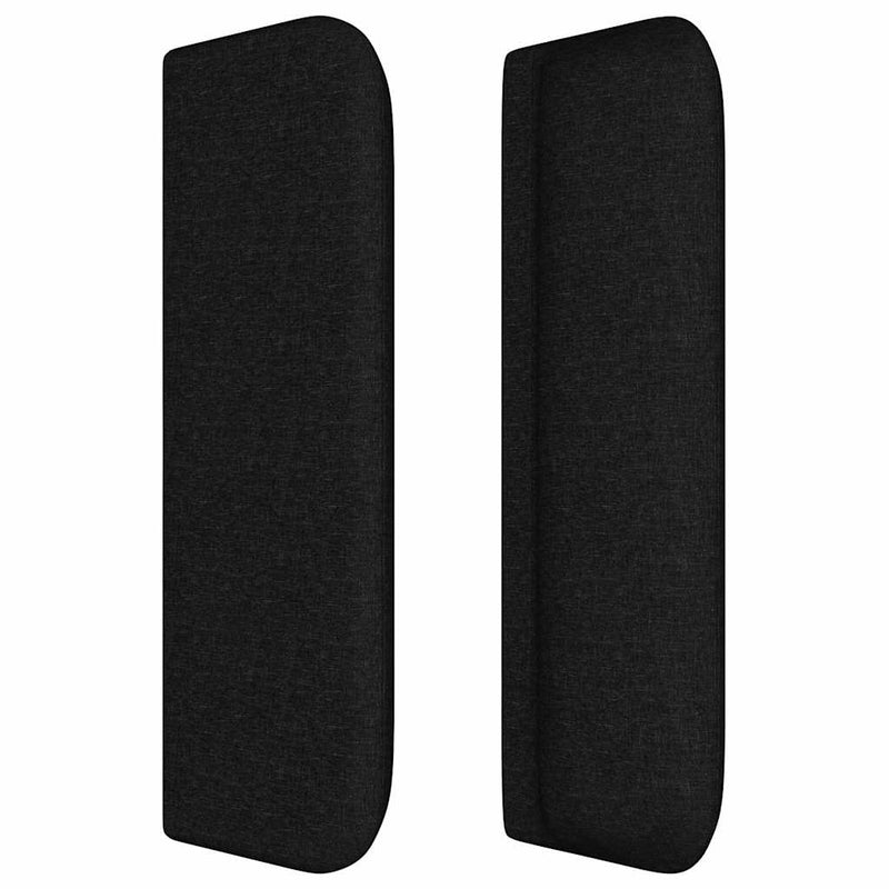 Tăblie de pat cu aripioare negru 203x16x78/88 cm textil