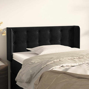 Tăblie de pat cu aripioare negru 103x16x78/88 cm catifea