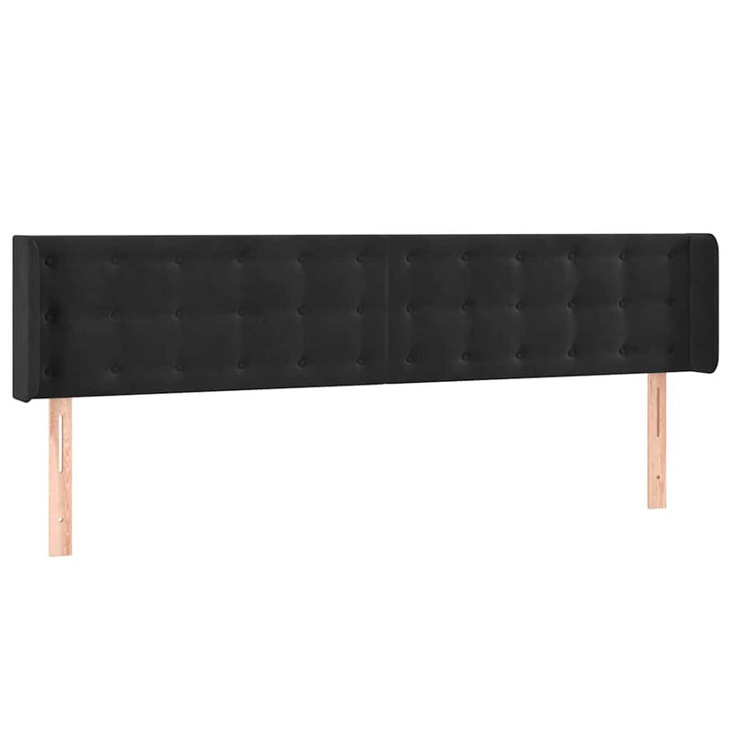 Tăblie de pat cu aripioare negru 183x16x78/88 cm catifea