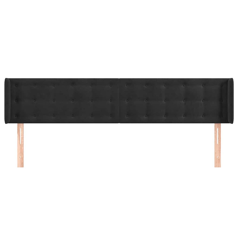 Tăblie de pat cu aripioare negru 183x16x78/88 cm catifea