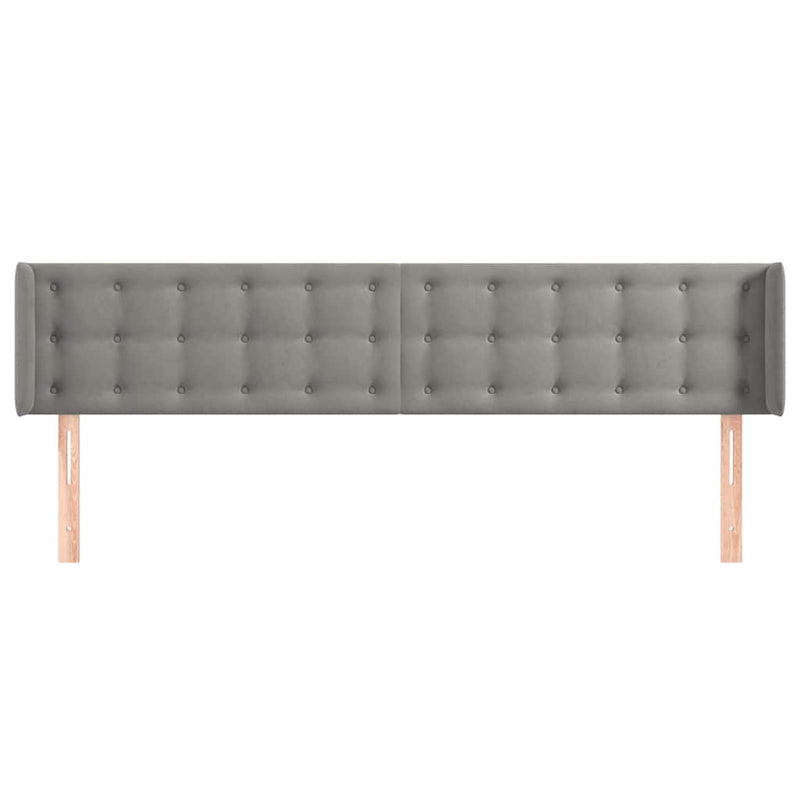 Tăblie de pat cu aripioare gri deschis 203x16x78/88 cm catifea