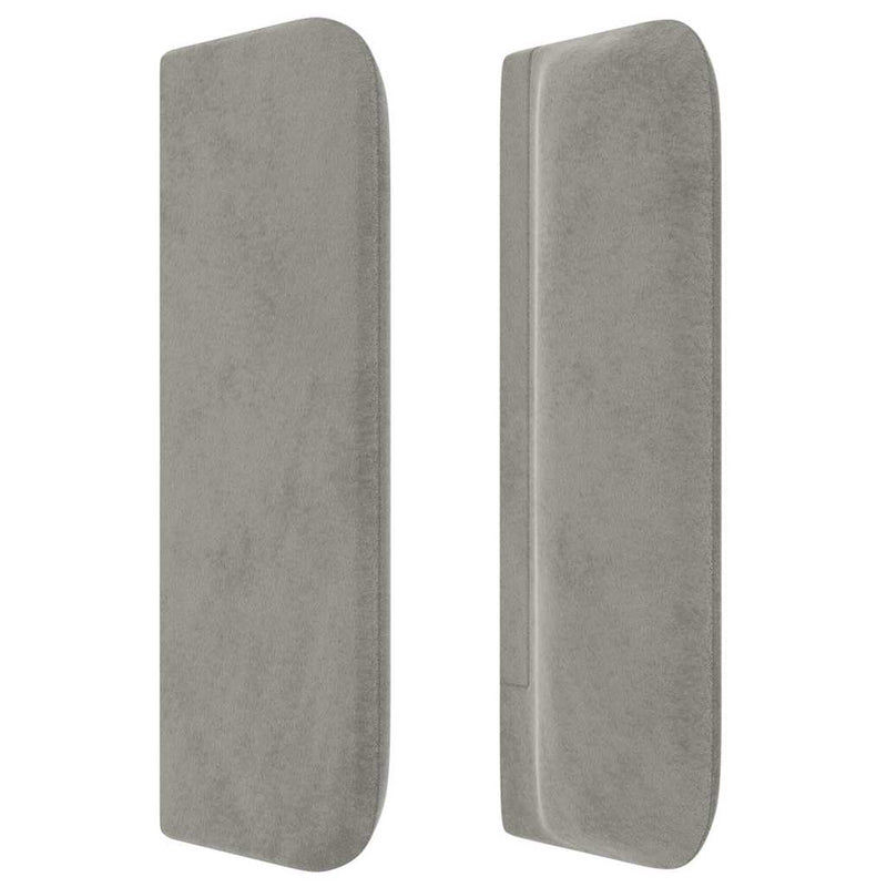 Tăblie de pat cu aripioare gri deschis 203x16x78/88 cm catifea