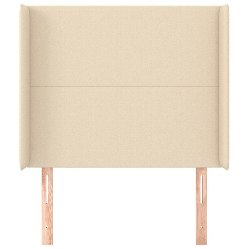 Tăblie de pat cu aripioare, crem, 93x16x118/128 cm, textil