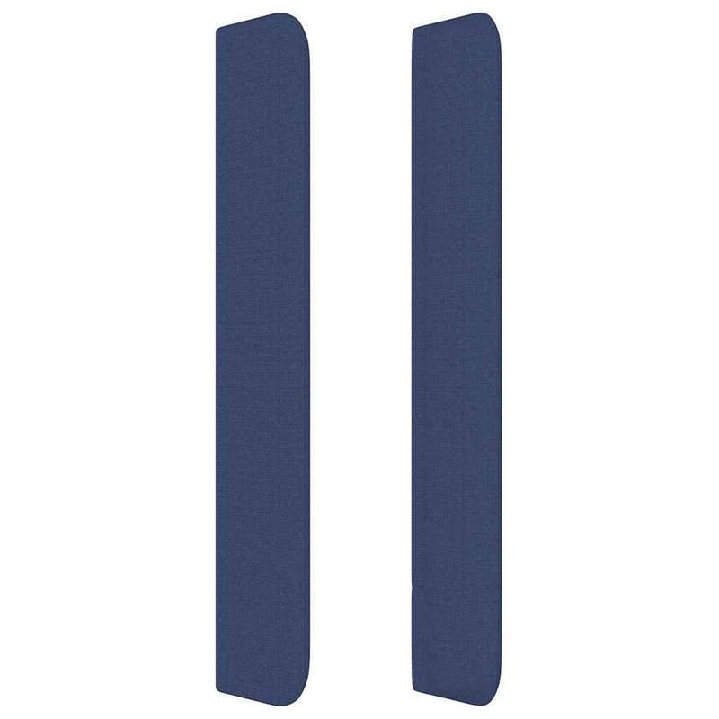 Tăblie de pat cu aripioare, albastru, 93x16x118/128 cm, textil