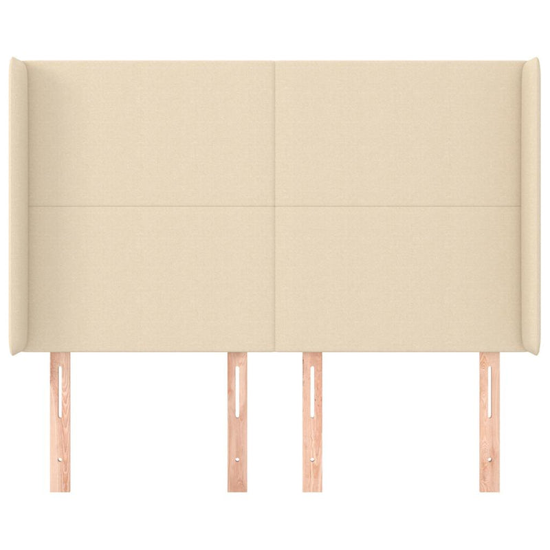 Tăblie de pat cu aripioare, crem, 147x16x118/128 cm, textil