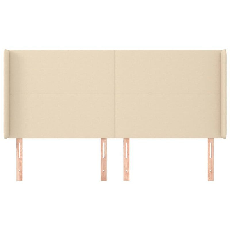 Tăblie de pat cu aripioare, crem, 183x16x118/128 cm, textil