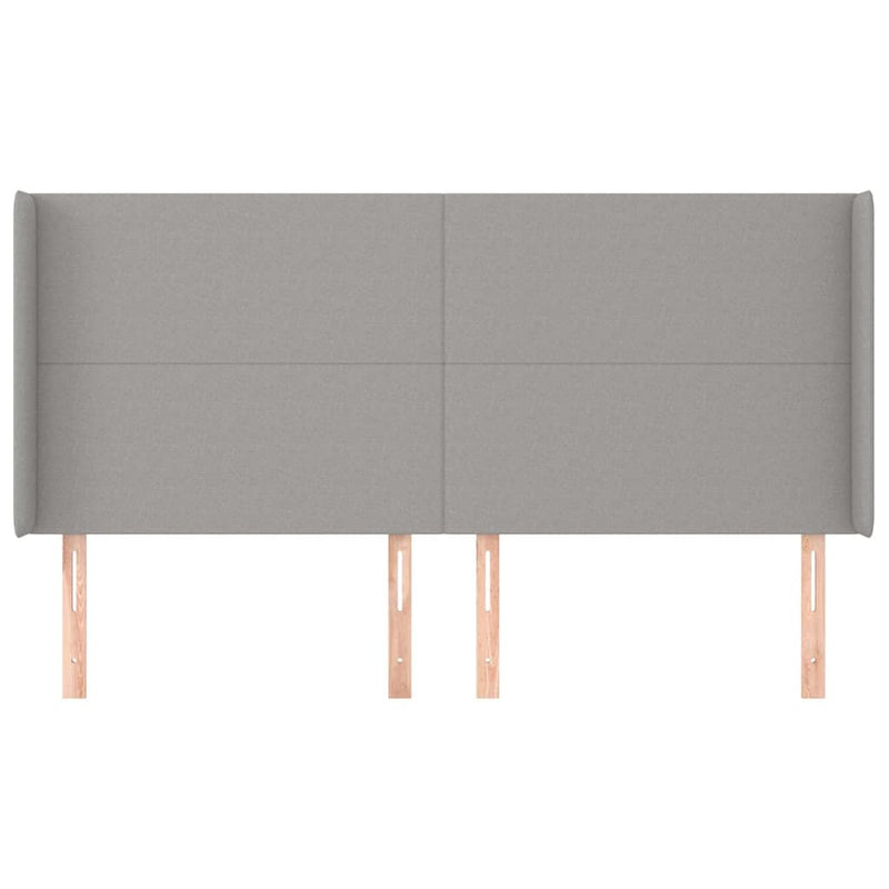 Tăblie de pat cu aripioare gri deschis 203x16x118/128 cm textil