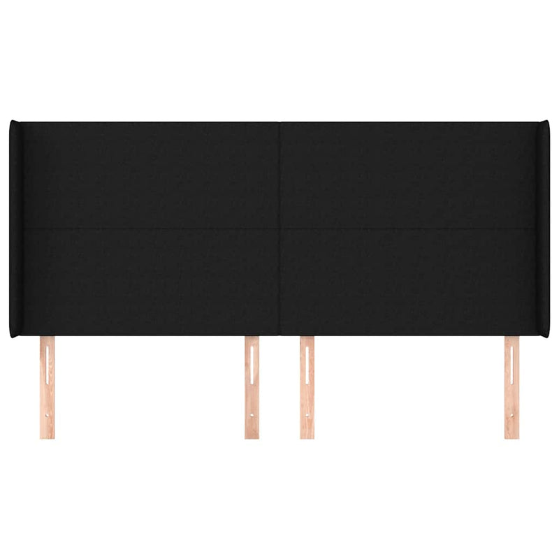 Tăblie de pat cu aripioare, negru, 203x16x118/128 cm, textil