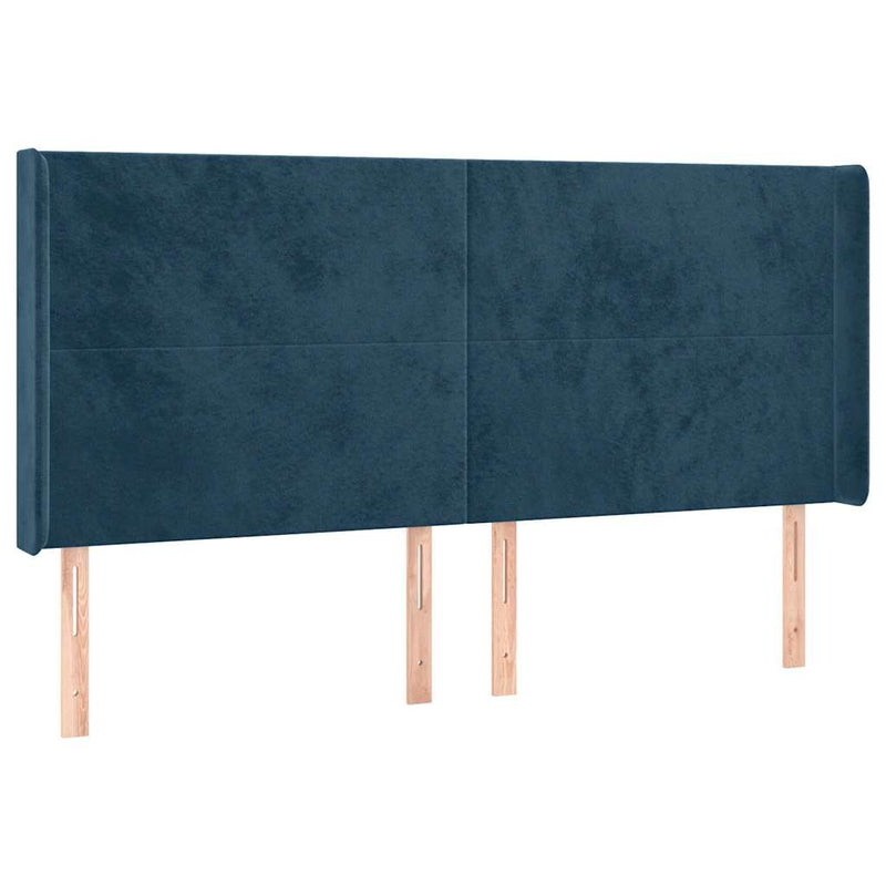 Tăblie pat cu urechi albastru închis 103x16x118/128 cm catifea